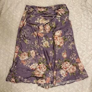 Zara Floral Satin Skirt with Knot and slit